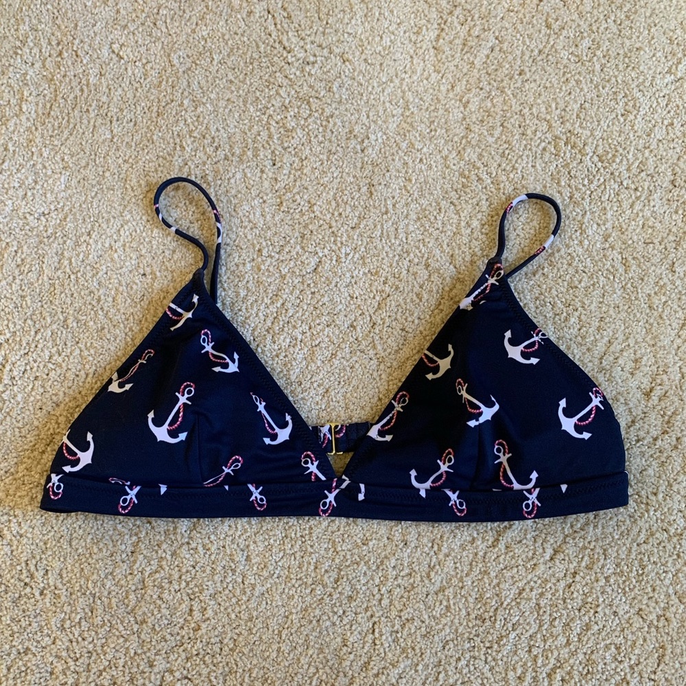 J Crew Navy Anchor Bikini Top